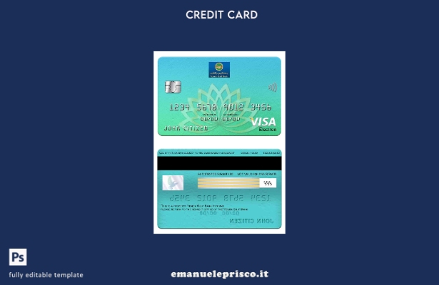 modello di carta elettronica visto Yemen Gulf Bank in stile verificato